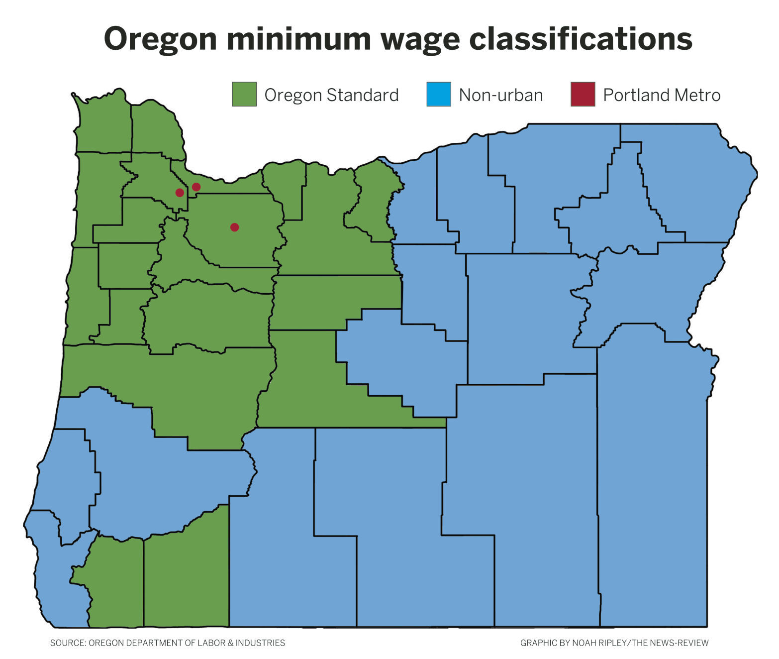oregon minimum wage map